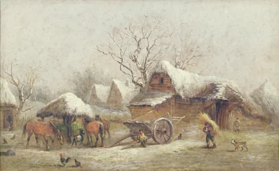 Scène de ferme en hiver
